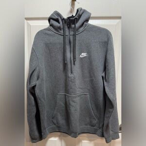Nike Men’s Gray Half-Zip Hoodie with Front Pocket size L